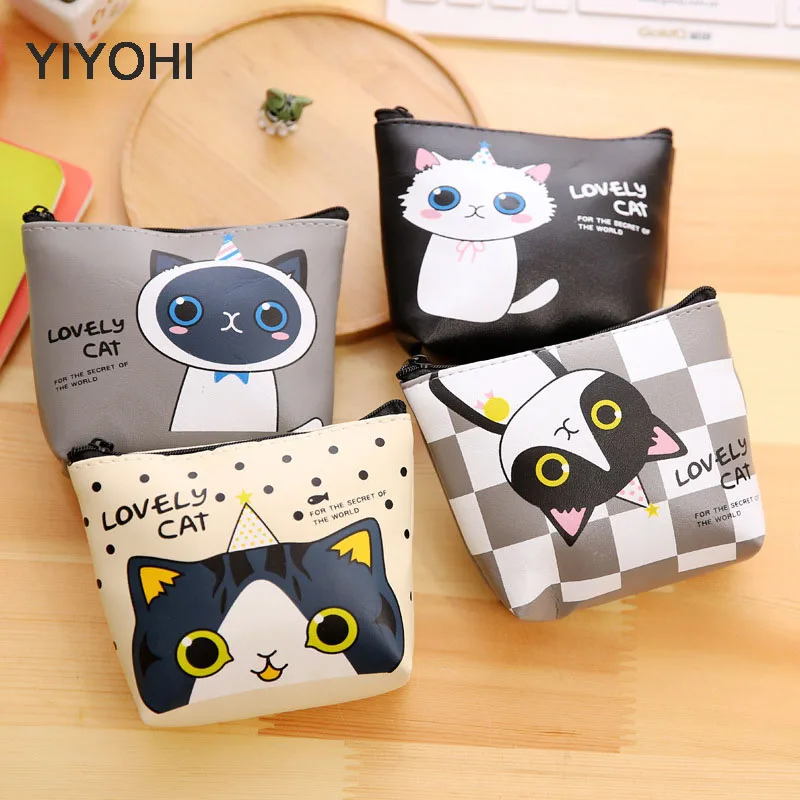 YIYOHIPU Cute Style Chi s Cat Novelty Beautiful Gril Zipper Plush Square Coin font b Purse