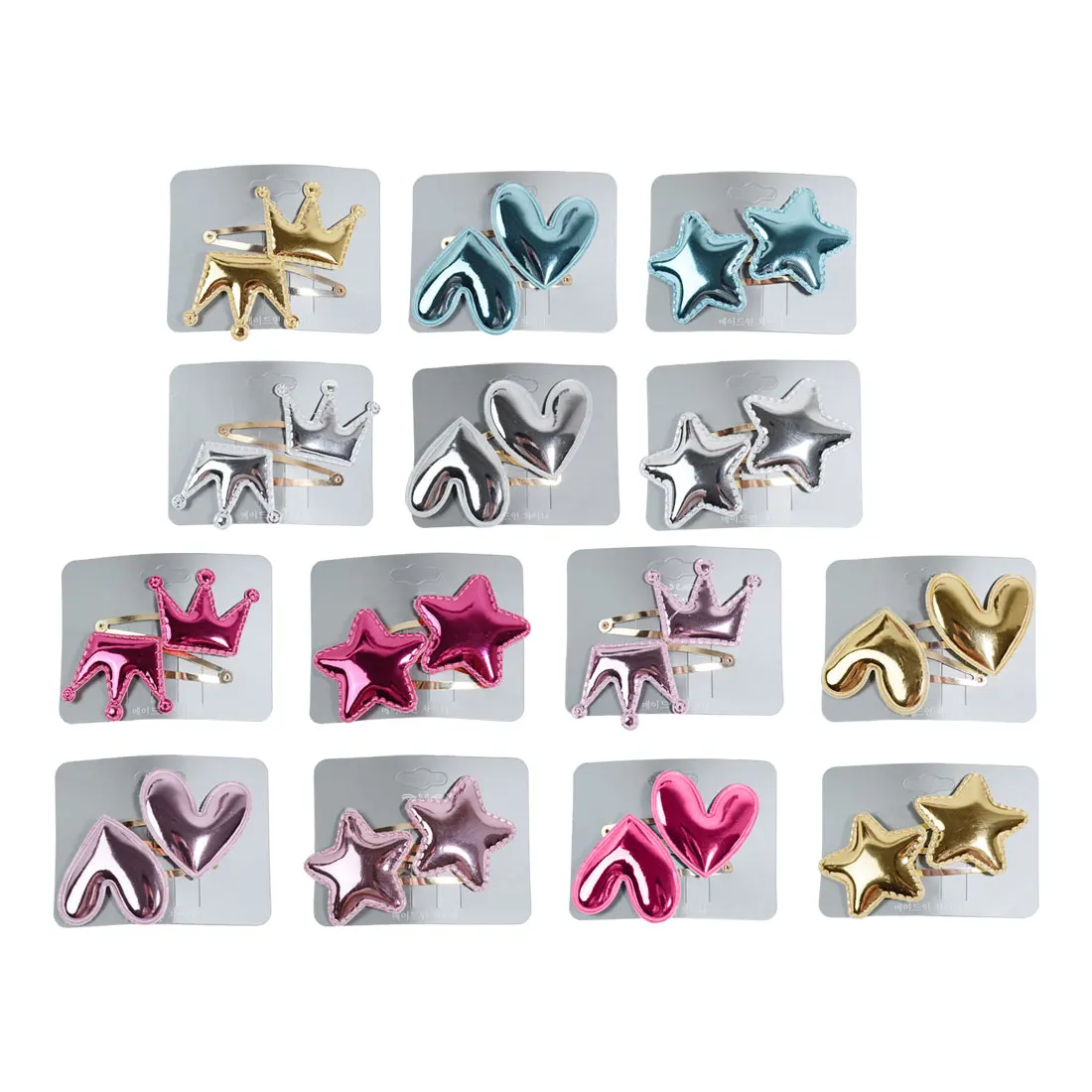 2pcs/Set Girls Lovely Hair Pins Baby Star Heart Crown Hair Clips Cute Barrettes Kids Hair Accessories Hair Grip Korean Style