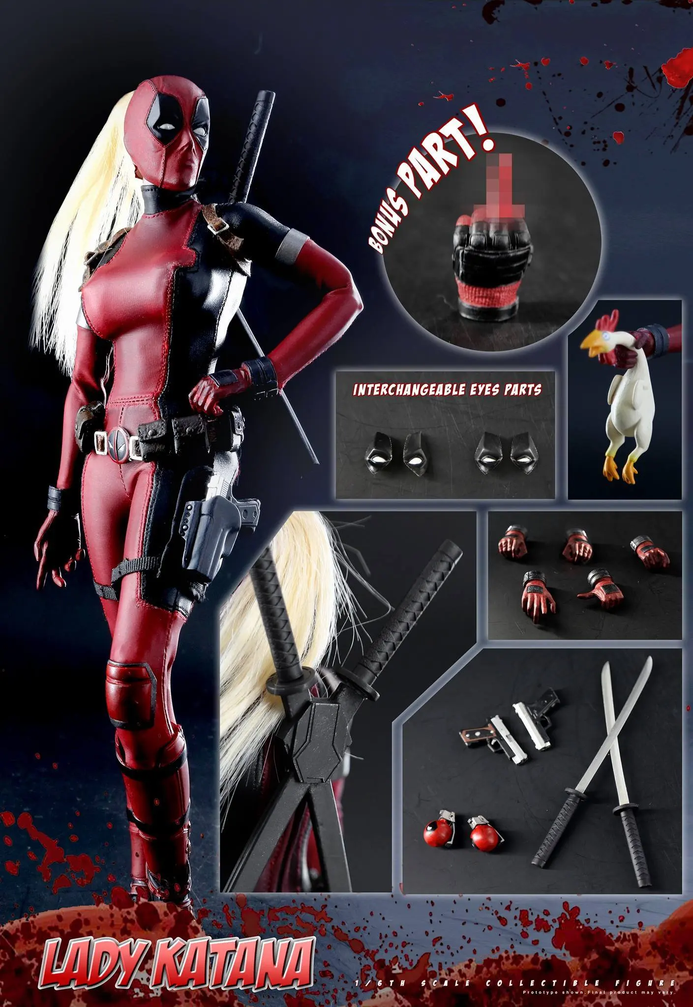 [ESTARTEK] Toys Era TE021 1/6th Scale Lady Katana Samurai Sword Female Deadpool 12" Collectible