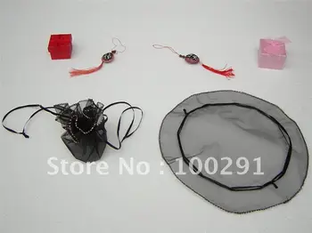 

Free ship!!! 500pcs black 26cm round favor organza bag wedding pouch gift bags circle bag