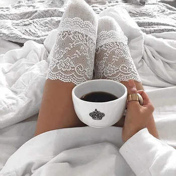 

Women Winter Cable Knit Long Boot Sock Over Knee Lace High Stockings