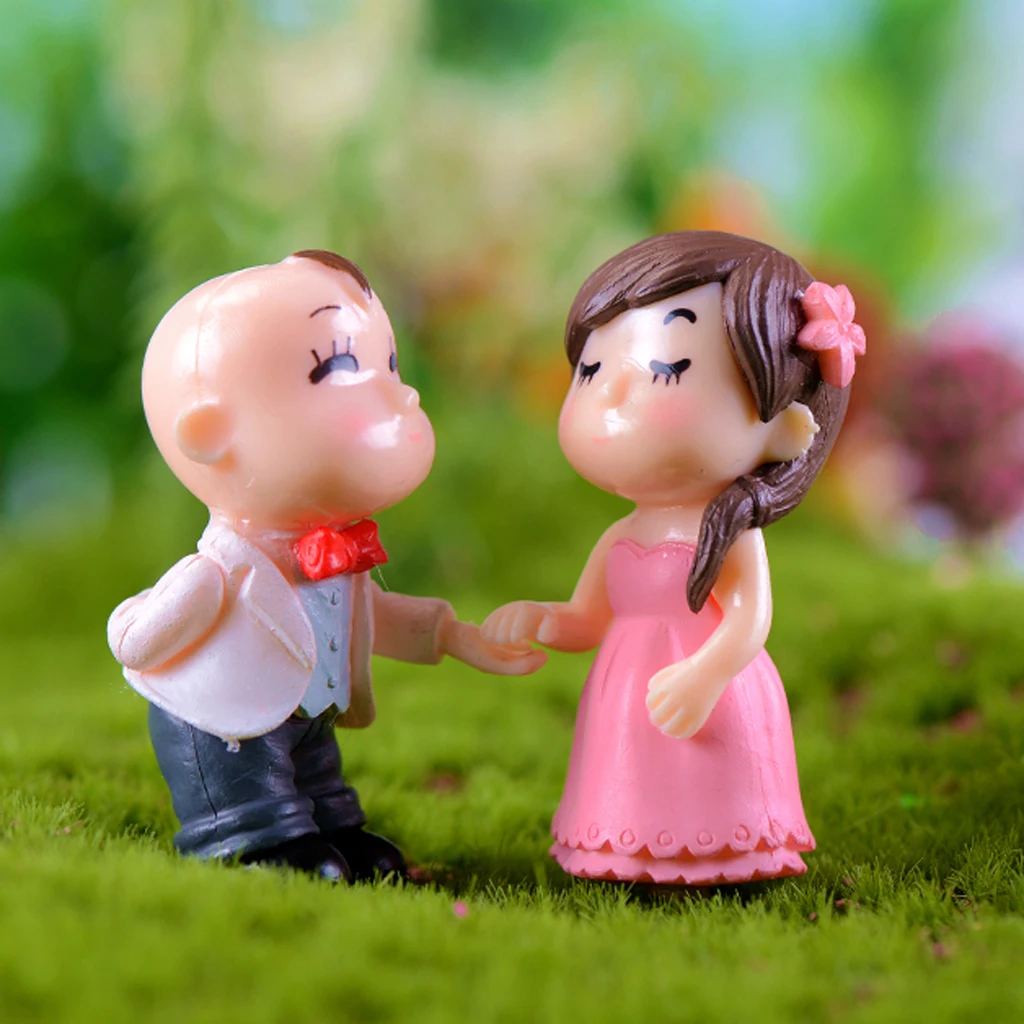 5 Pattern Garden Ornament Miniature Couple Flower Figurine Craft Plant Pot Fairy Decor Cakes Decorations