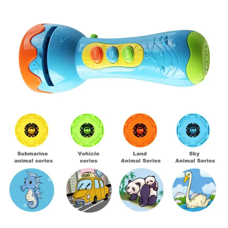 

Projector Toy Flashlight Sleep Bedding Story Early Developing Toy Animal Slide For Infants Children Kids Early Education Toy