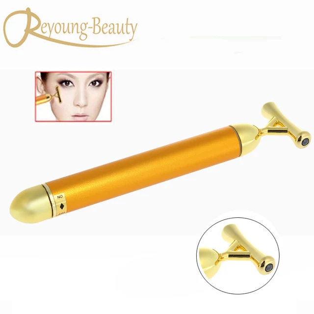 Mini 24k Gold Ion Vibration Micro current Face Lifting Massager Beauty Device - T style Oenobiol Solaire Anti-Age 30 Capsules
