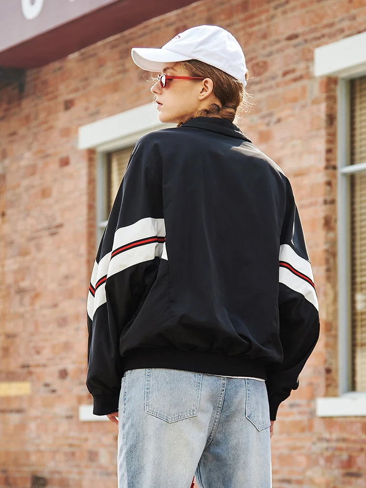 Spring Loose Couple Coat Style Female Pioneer Outerwear Brand Camp Patchwork New Fashion Ajk901070s Clothing Jacket Black Women E77IwRq8