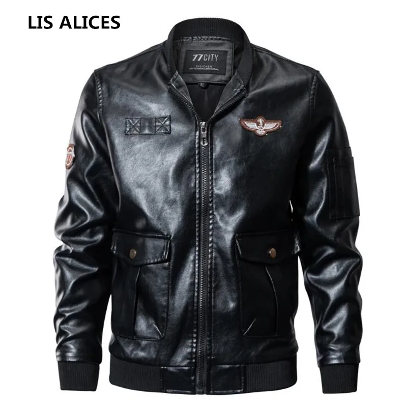 

2018 New Autumn Winter Military Bomber Jacket Men Windbreaker PU Leather Pilot Tactical Jacket Coat Air Force Flight Army Jacket