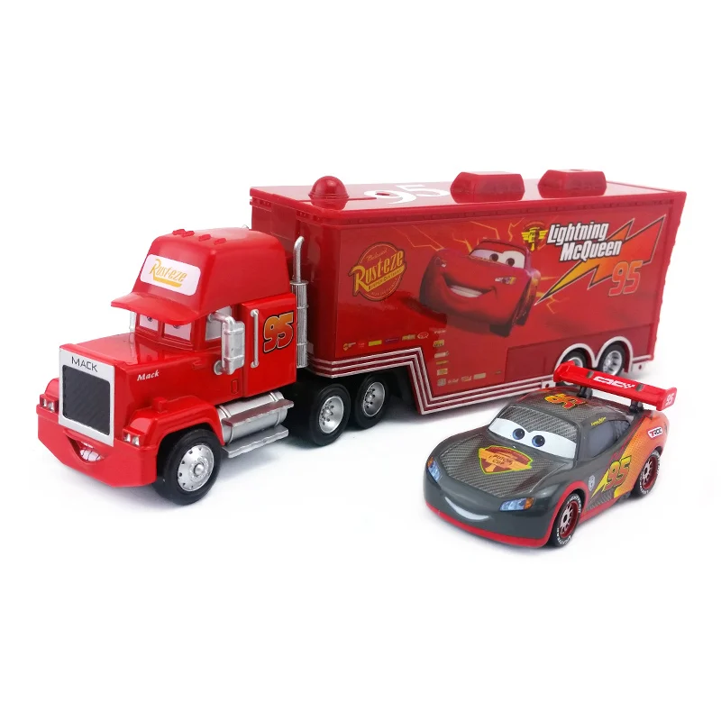 Disney Pixar Cars 2 шт./компл. Lightning McQueen Mack Uncle Truck The King Чико Хикс модель игрушечной машины 1:55 Свободные Новые дети мальчик подарок - Цвет: Carbon McQueen Set