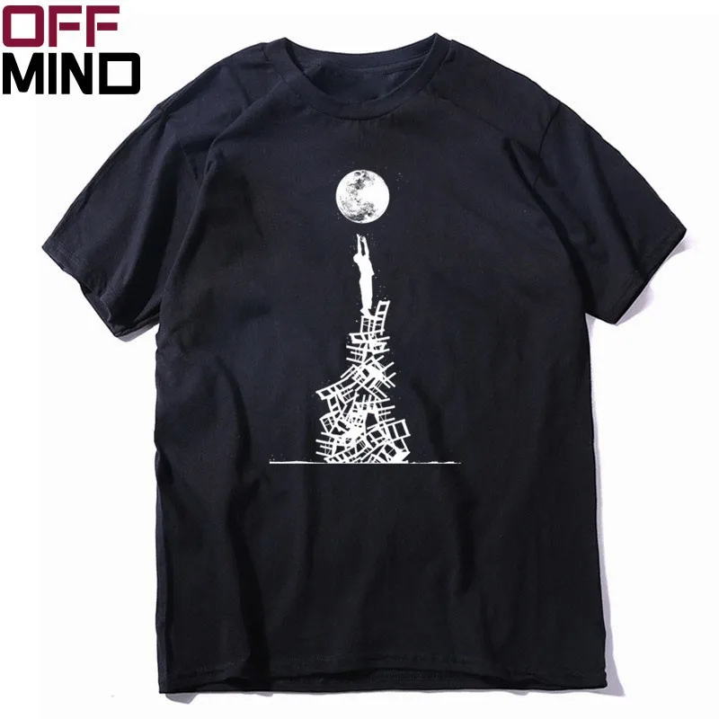 

OFF MIND Pure Cotton oversized funny men T shirt casual creative o-neck men tshirt knitted summer t-shirt men tee shirt CRB0103