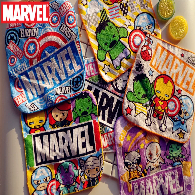 Marvel cotton gauze square towel  handkerchief Hand towel Cartoon Towel Children kids Boy Girl Water Absorbing face Towel Mini