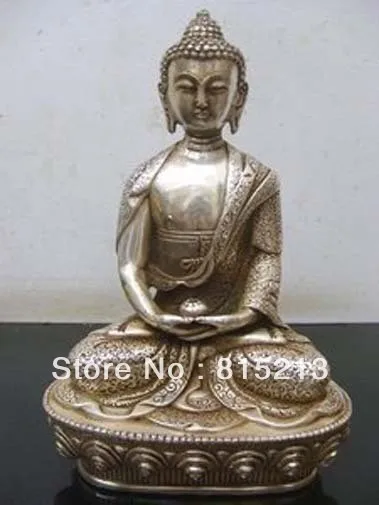 

bi00244 Tibet Tibetan Buddhism Silver Bronze Shakyamuni Amitabha buddha statue