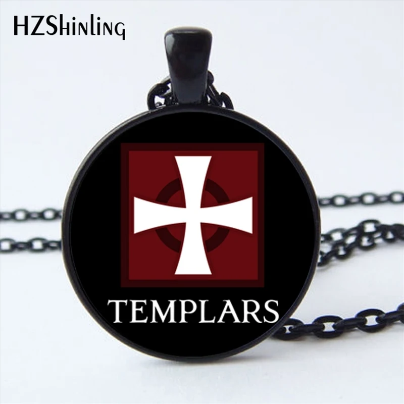 

NS-00801 New Arrived The Knights Templar Pendant Jewelry Templar Knight Cross Glass Cabochon Necklace For Women Men HZ1