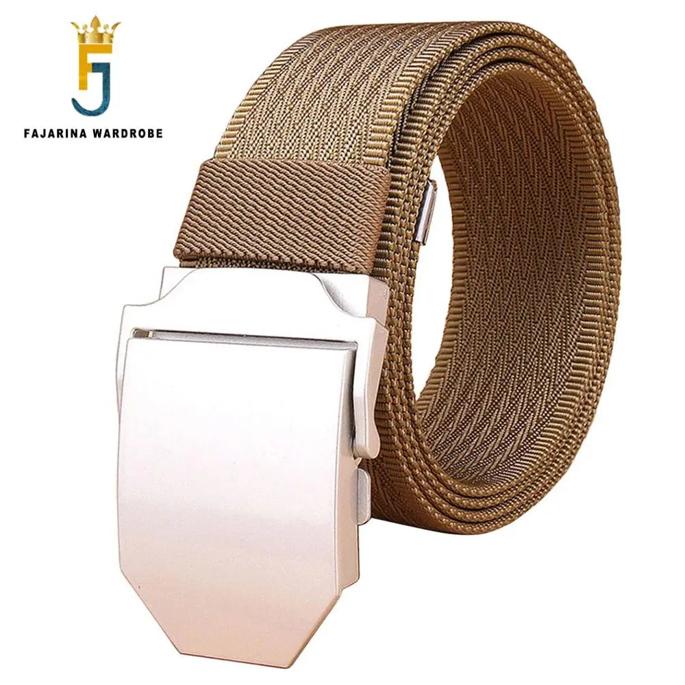 FAJARINA Unisex Quality Canvas Black Automatic Styles Straped Female Novelty Male Grey Belts for Men 38mm Width CBFJ0048