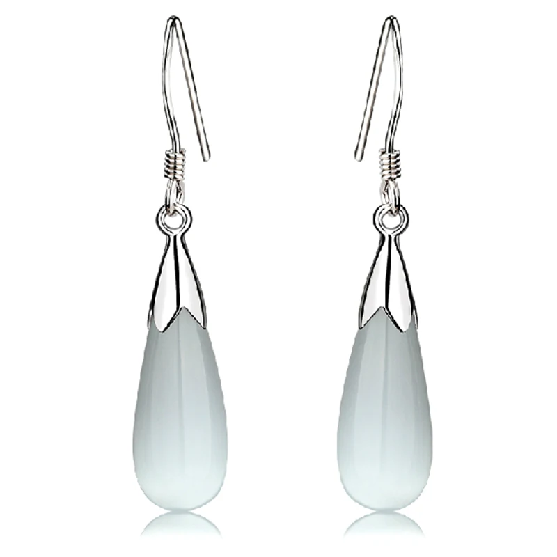 925 Sterling font b Silver b font with Platinum Plated Opal Water font b Drop b