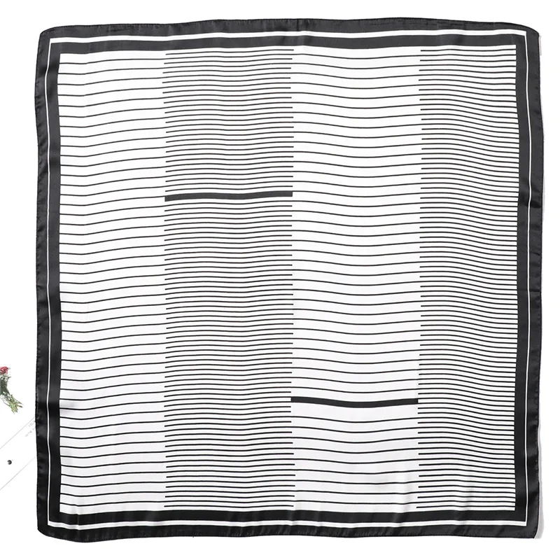 LaMaxPa 2018 Women New Fashion Square Silk Scarf Stripe Pattern High Soft Satin Scarf Elegant Hair Tie Band Neckerchief