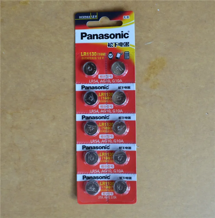 10 шт./лот Panasonic 1 5 V AG10 LR1130 щелочные 389 LR54 SR54 SR1130W 189 кнопочные батарейки LR 1130|Часовые