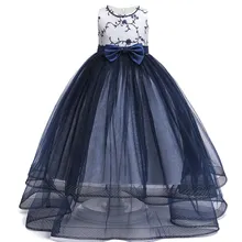 Свадебное платье с цветочным узором для девочек-подростков; От 4 до 12 лет; торжественное длинное платье принцессы с вышивкой; вечерние платья; одежда для детей