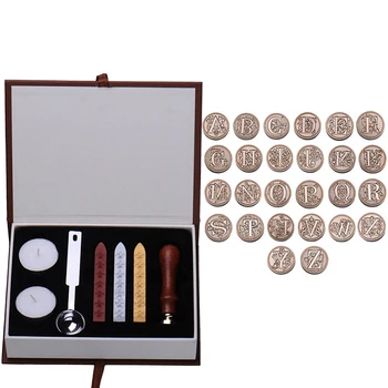

In Durable Box 26 English Alphabets Metal Hot Sealing Wax Clear Stamps Set Dia 25mm Stamps Wax Seals Delicate Cuprum Stamps