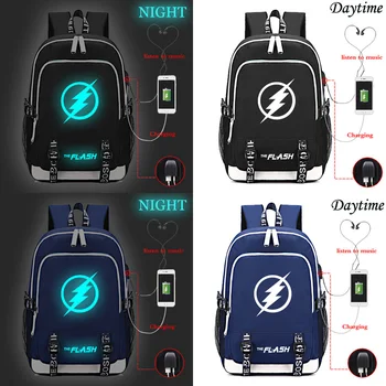 

The Flash Luminous Backpack Boys Girls Men Women Travel Bag Teenager Student Laptop Backpack With USB Charging Earplug Hole