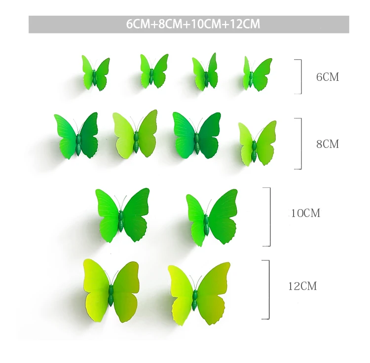 2 комплекта(24 шт.) Креативные белые ПВХ бабочки с магнитом 3D настенные стикеры бабочки художественные животные картонные настенные наклейки декор комнаты