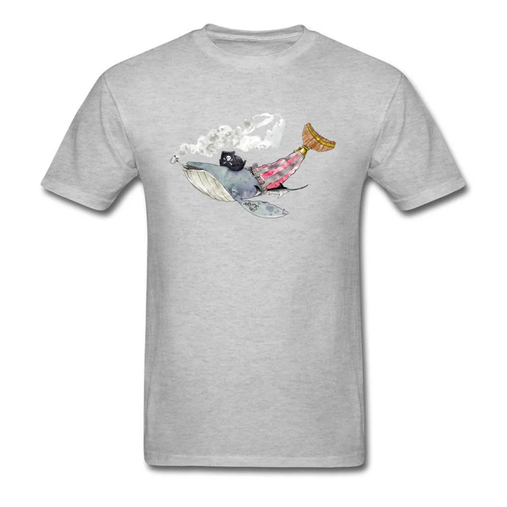 Men's Faddish cosie Tops Tees O-Neck Mother Day Cotton T-shirts Normal Short Sleeve Pirate Whale Clothing Shirt Pirate Whale grey