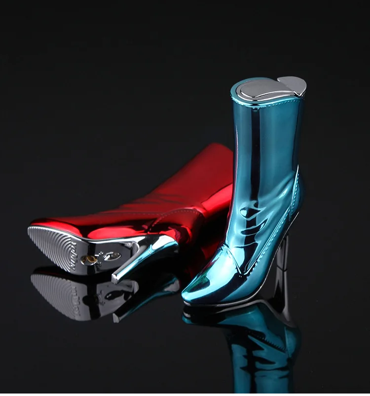 Красивые женские ботинки с бутановым газом; Новинка; креативная обувь на высоком каблуке; красная зажигалка; подарок для женщин