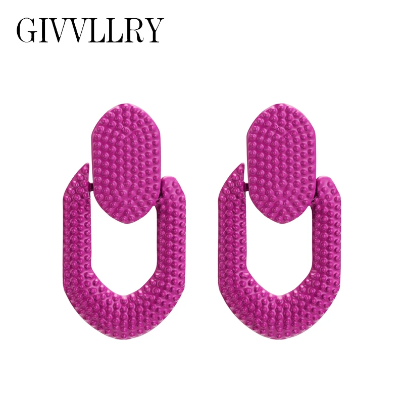 

GIVVLLRY Multicolored Embossed Metal Earrings Fashion Jewelry Vintage Punk Red Pink Geometric Statement Drop Earrings for Women