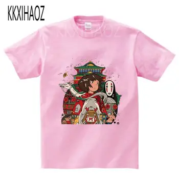 

Studio Ghibli Miyazaki Hayao Anime Spirit Away Mask No Face Bank Peach Blossom Cartoon T Shirt For child Boys Girls Kids t shirt