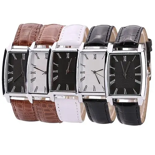 

Fashion Men's Women's Square Case Faux Leather Band Quartz Casual Business Wrist Watch