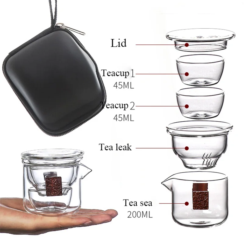 TANGPIN термостойкие стеклянные чайные наборы прозрачный стеклянный чайный набор для Путешествия Посуда для напитков с сумкой для путешествий