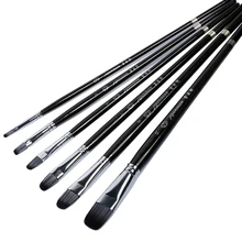 6 шт. круглая голова шерсть ласки смешанные волосы черный деревянный полюс художественные принадлежности Масляная Живопись Кисть Акварельная художница подставка для кисточек