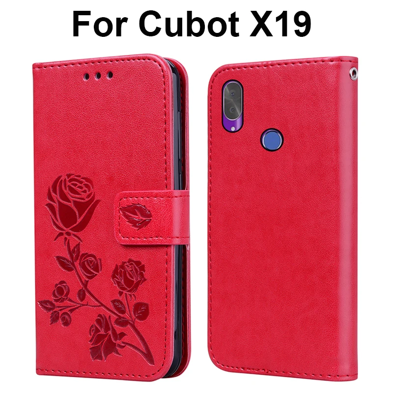 Для Cubot X19 чехол 5,93 Роскошный кожаный бумажник флип чехол для Cubot X19 X 19 cuboxx19 силиконовый чехол с магнитным держателем - Цвет: Red Leather Case