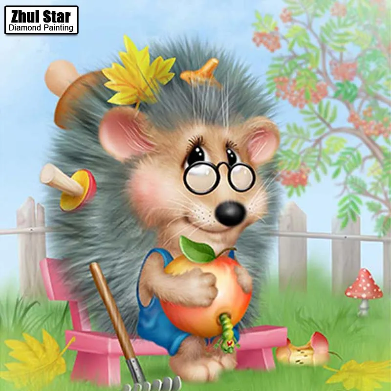 

5D diamond embroidery"Hedgehog"icons living room decoration diy diamond painting plant 3D diamond mosaic christmas gift