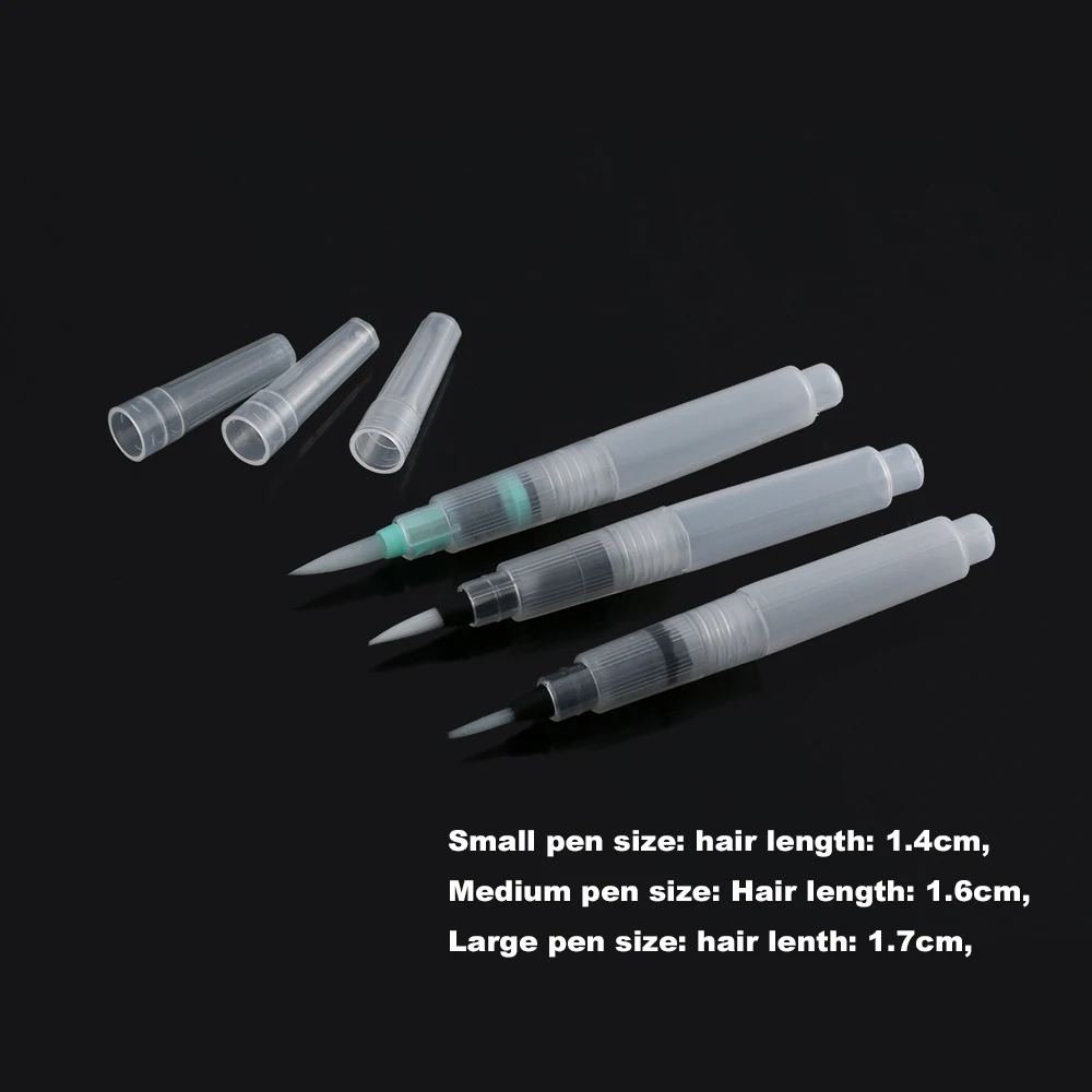 3pcs Ink Pen for Water Brush Watercolor Calligraphy Drawing Painting Tool  Nylon brush tip with refillable reservoir 6