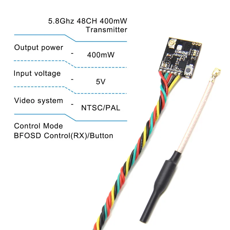 Eachine передатчик FPV VTX 5,8 ГГц 48CH 25/100/200/400 МВт переключаемый Поддержка серверный компьютером с экранным меню для pitmode/IRC бродяга дистанционного Управление аксессуары