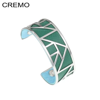 

Cremo Pytrmid Argent Jewelry Stainless Steel Bracelet Manchette Femme Leather Belt Reversible Cuff Bangles Pulseiras
