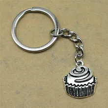 1 шт. брелок кольца кексы креативные подарки ручной работы на день рождения 22x19 мм Кулон античное серебро
