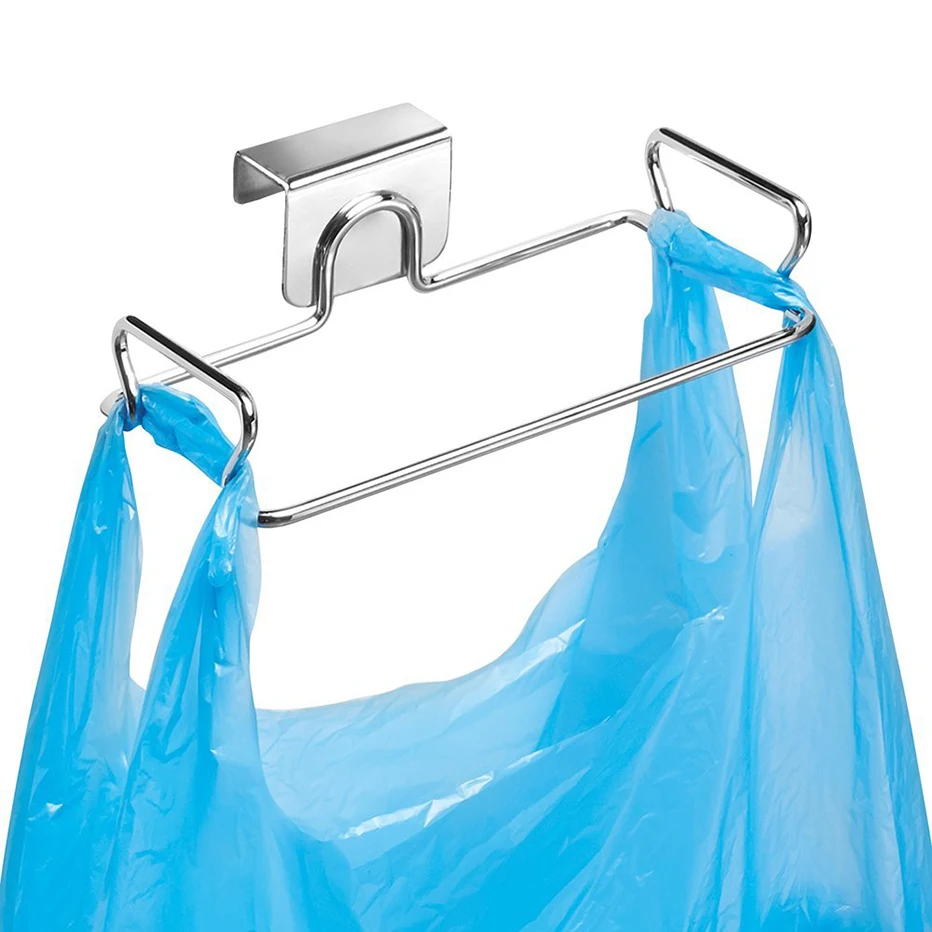  Stainless Steel Kitchen Hanger Storage Rack Cabinet Door Trash Manager Rack Wardrobe Storage Hook S