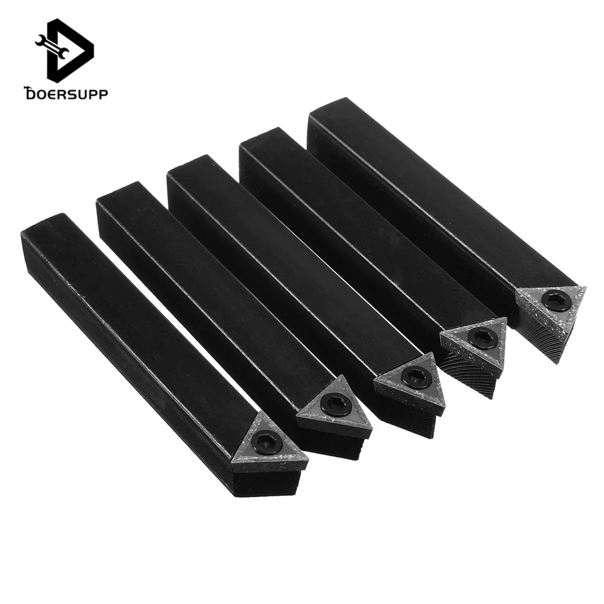 

Doersupp 5Pcs 6MM Carbide Indexable Turning Insert Tool Bit & Holder Set For Lathe Turning Milling Tool Welding Cutter Bit
