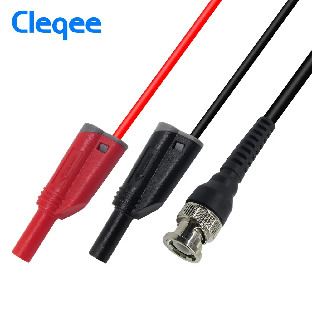 

Cleqee P1010 BNC Q9 To Dual 4mm Stackable Shrouded Banana Plug with Test Leads Probe Cable 120CM