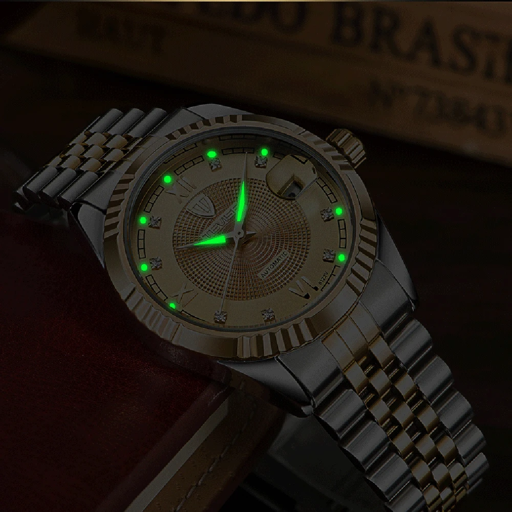 TEVISE Mechanical Watch Men Luminous Date Men's Watches Luxury Automatic Watch Men Clock With Metal Watch Bracelets Dropshipping (6)