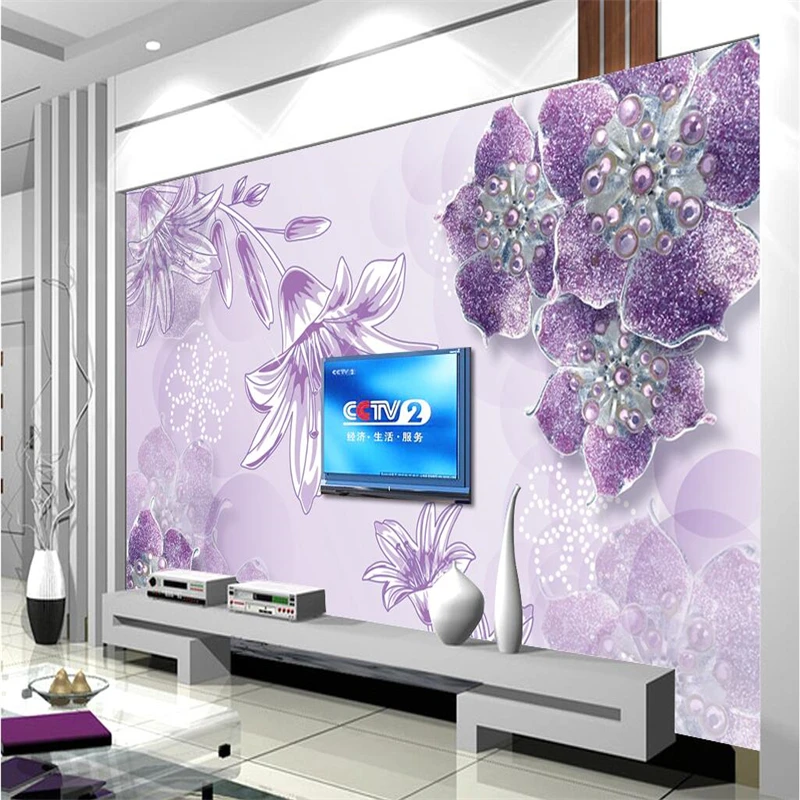 

beibehang Custom Photo Wallpaper Mural Wall Sticker Purple European Style 3d 3d TV Wall papel de parede 3d para sala atacado