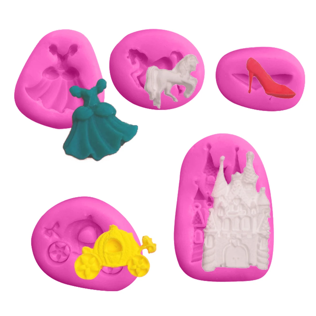 

1PC Silicone Cake Mold Pumpkin Car Dream Castle Crystal High Heels Chocolate Soap Molds Cake Stencils Bakery Pastry Baking Tools