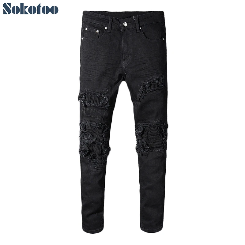 mens black stretch denim jeans