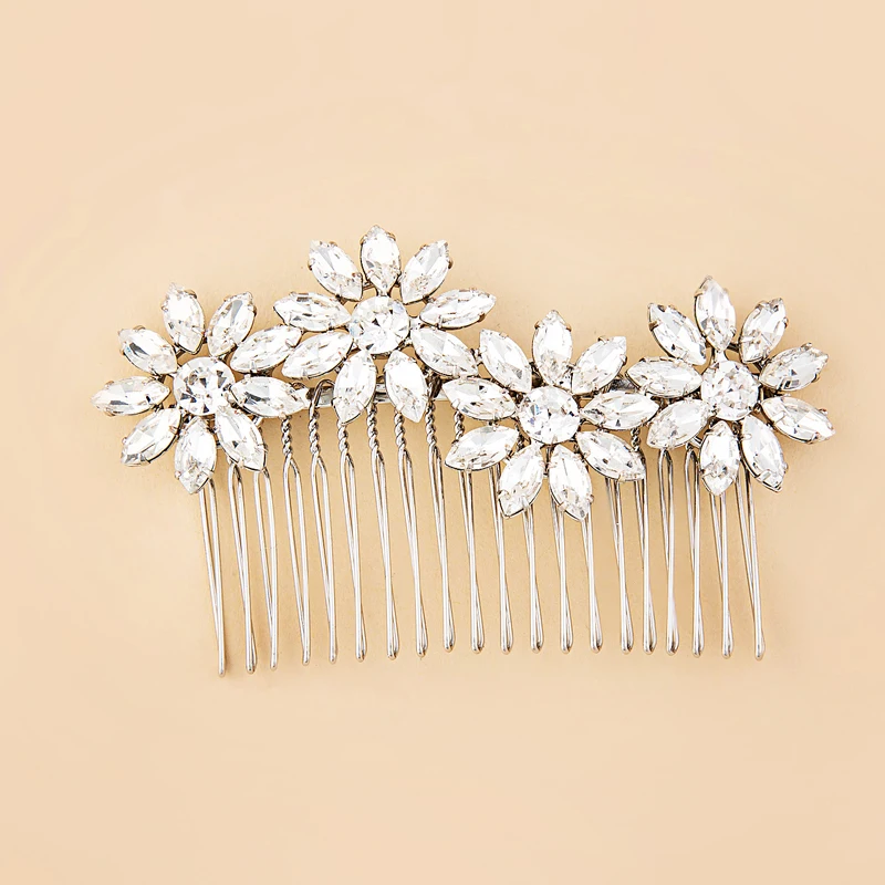 Wholesale Luxurious Wedding Big Rhinestone Flower Hair Combs Korea
