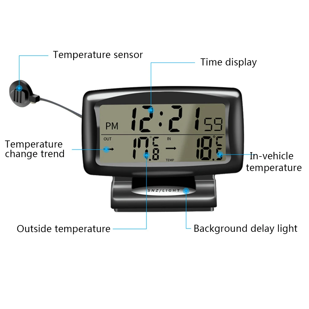 Электронные часы для автомобиля измеритель температуры автоматический внутренний и наружный термометр с двойными датчиками ЖК-синий автоматический кулон