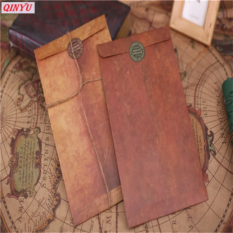 12x20cm 5Pcs Old Style Vintage Paper Envelope Brown Kraft Packaging For Greeting Card Postcard Card Small Gift Invitation6zMM231 (8)