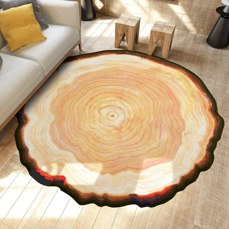 New Round Mats Non Slip Ancient Tree Rings Classical Coffee Table Mat