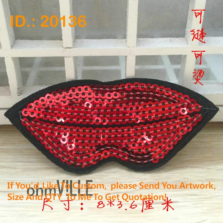 20136 sexy red lips with sequins embroidery patch of iron on 100 20136 sexy red lips with sequins embroidery patch of iron on 100