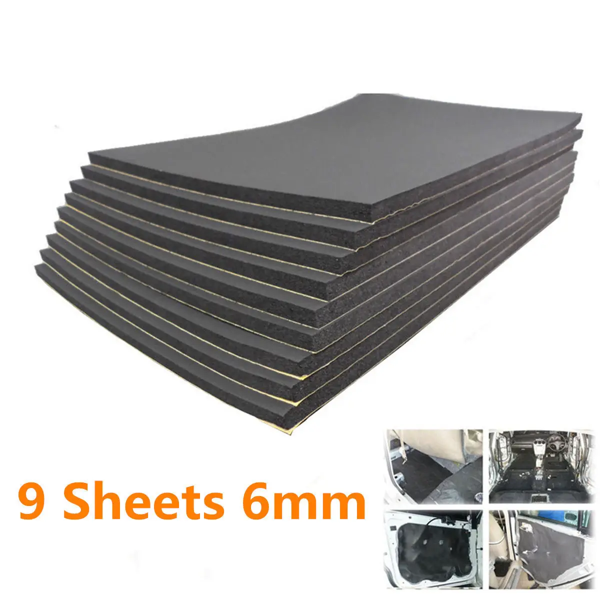 

6mm Car Auto Van Sound Proofing Deadening Insulation Foam 30cm*50cm Car Dissipating Heat Thermal Insulation Foams Pad 9pcs Set