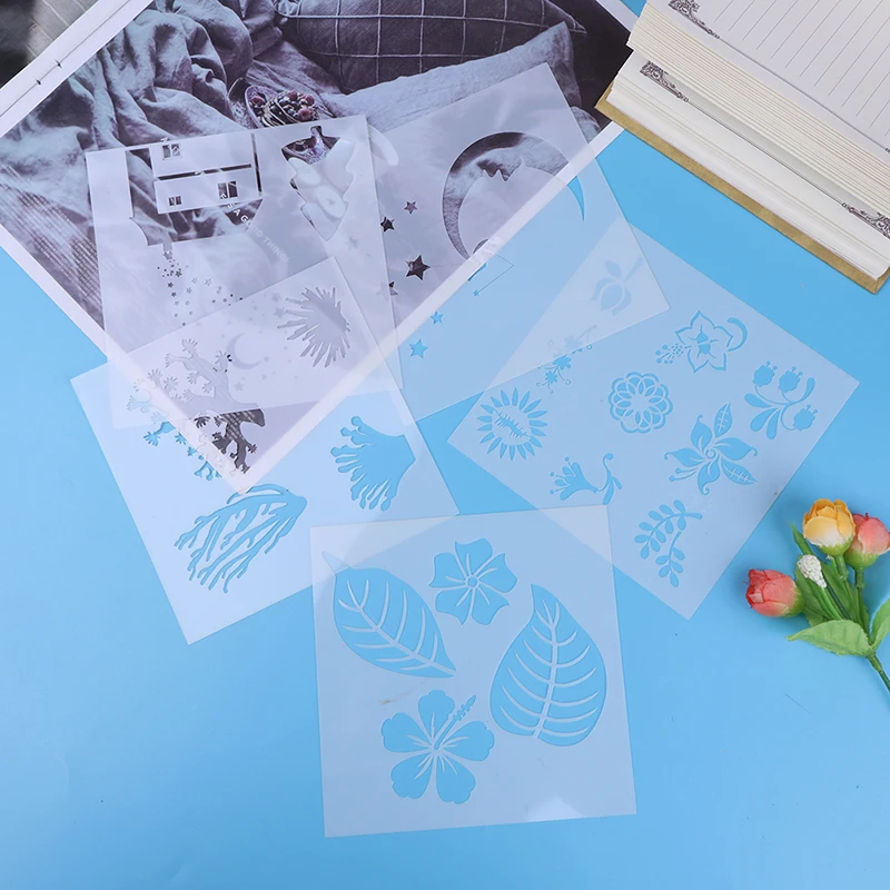 

Reusable Stencil DIY Scrapbooking Stencil Airbrush Painting Art Scrap Booking Album Crafts Plastic Relief Flower Shaped